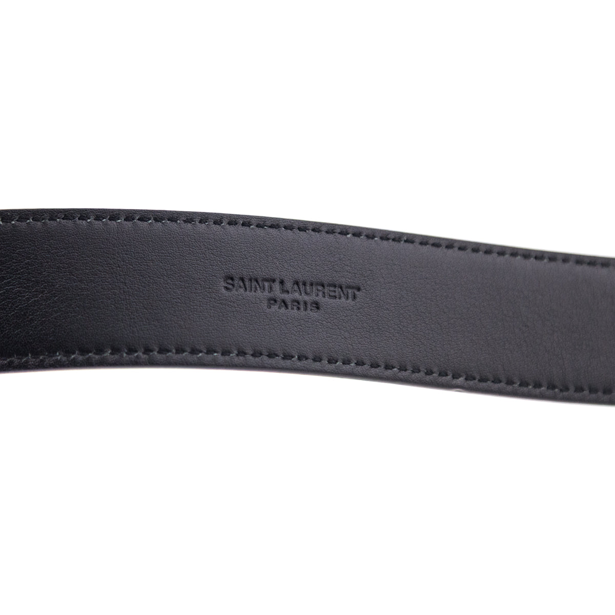 Saint Laurent Black Leather Monogram Belt