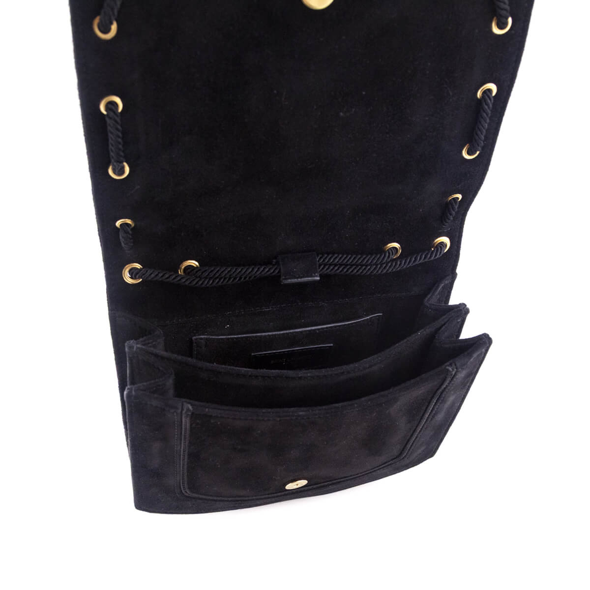 Saint Laurent Black Suede Medium Monogram Fetish Satchel - Love that Bag etc - Preowned Authentic Designer Handbags & Preloved Fashions