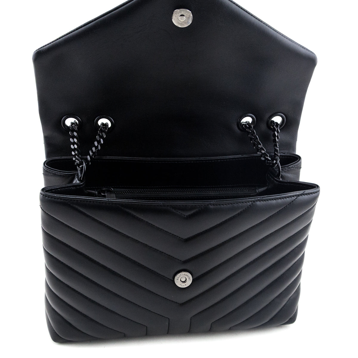Saint Laurent Black Y Quilted Leather Monogram Medium Loulou Chain Satchel - Love that Bag etc - Preowned Authentic Designer Handbags & Preloved Fashions