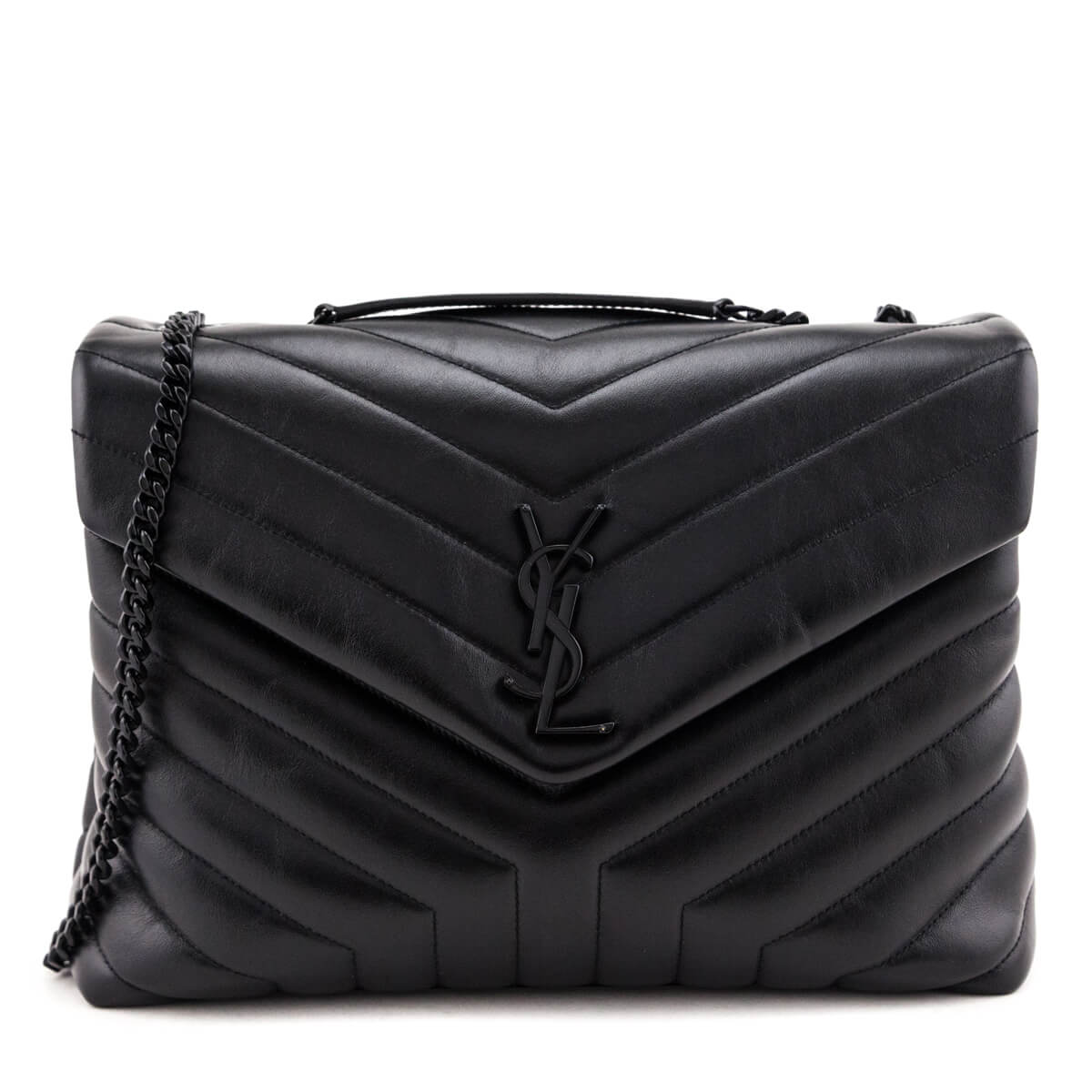 Saint Laurent Black Y Quilted Leather Monogram Medium Loulou Chain Satchel - Love that Bag etc - Preowned Authentic Designer Handbags & Preloved Fashions