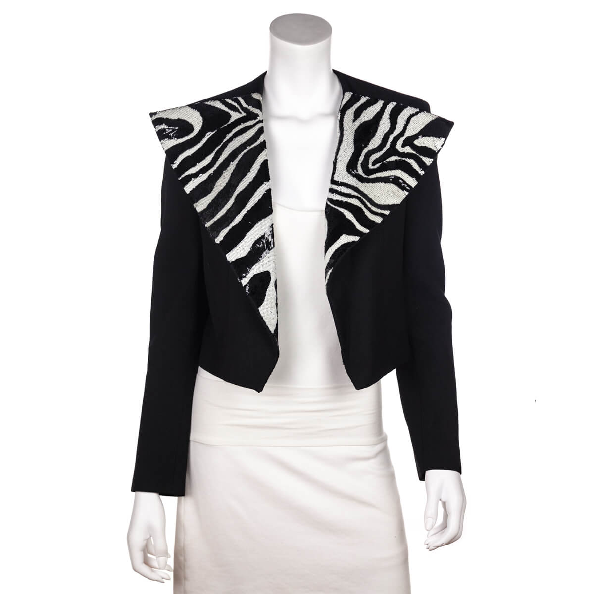 Saint Laurent Black & White Zebra Sequin Jacket Size L - Love that Bag etc - Preowned Authentic Designer Handbags & Preloved Fashions