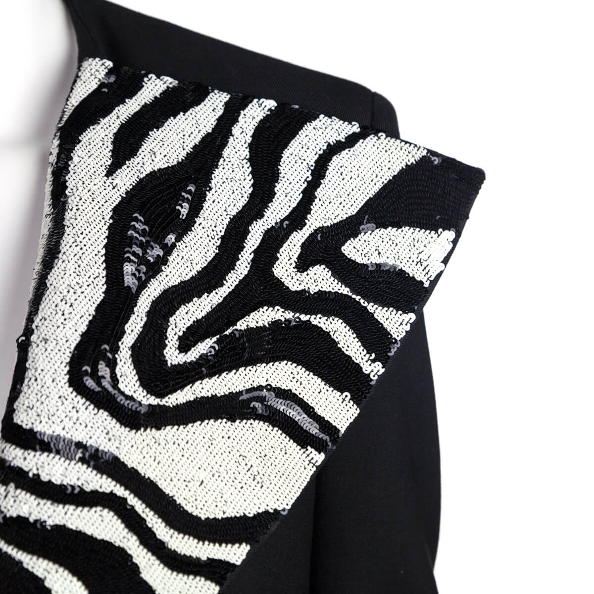 Saint Laurent Black & White Zebra Sequin Jacket Size M | FR 38 - Love that Bag etc - Preowned Authentic Designer Handbags & Preloved Fashions