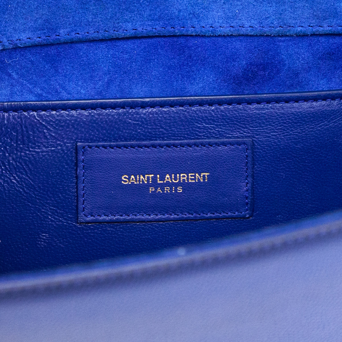 Saint Laurent Blue Majorelle Patent Grain De Poudre Classic Monogram Cassandre Clutch - Love that Bag etc - Preowned Authentic Designer Handbags & Preloved Fashions