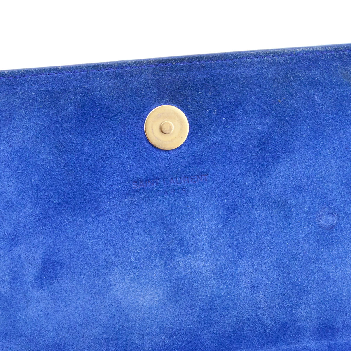 Saint Laurent Blue Majorelle Patent Grain De Poudre Classic Monogram Cassandre Clutch - Love that Bag etc - Preowned Authentic Designer Handbags & Preloved Fashions