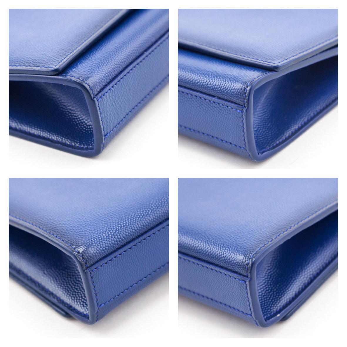 Saint Laurent Blue Majorelle Patent Grain De Poudre Classic Monogram Cassandre Clutch - Love that Bag etc - Preowned Authentic Designer Handbags & Preloved Fashions