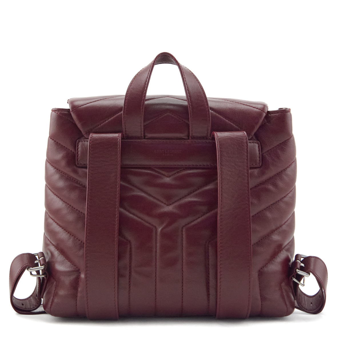 Saint Laurent Burgundy Calfskin Quilted Small Loulou Backpack