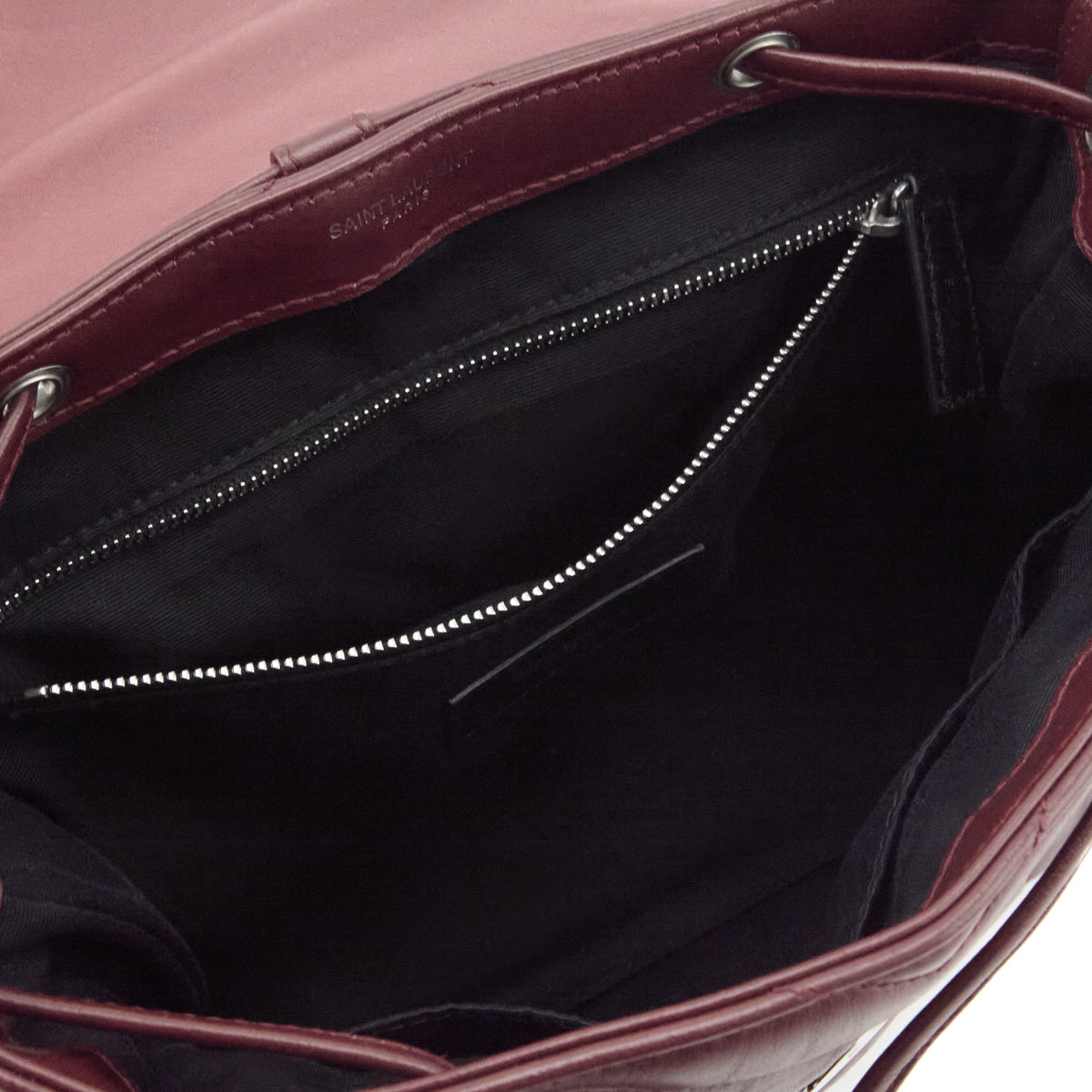 Saint Laurent Burgundy Calfskin Quilted Small Loulou Backpack