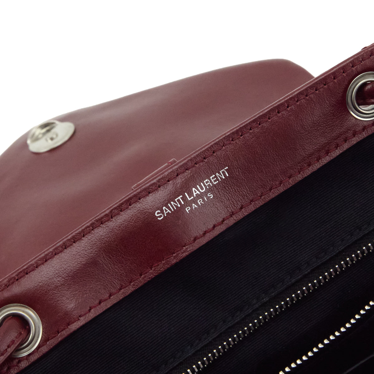 Saint Laurent Burgundy Calfskin Quilted Small Loulou Backpack