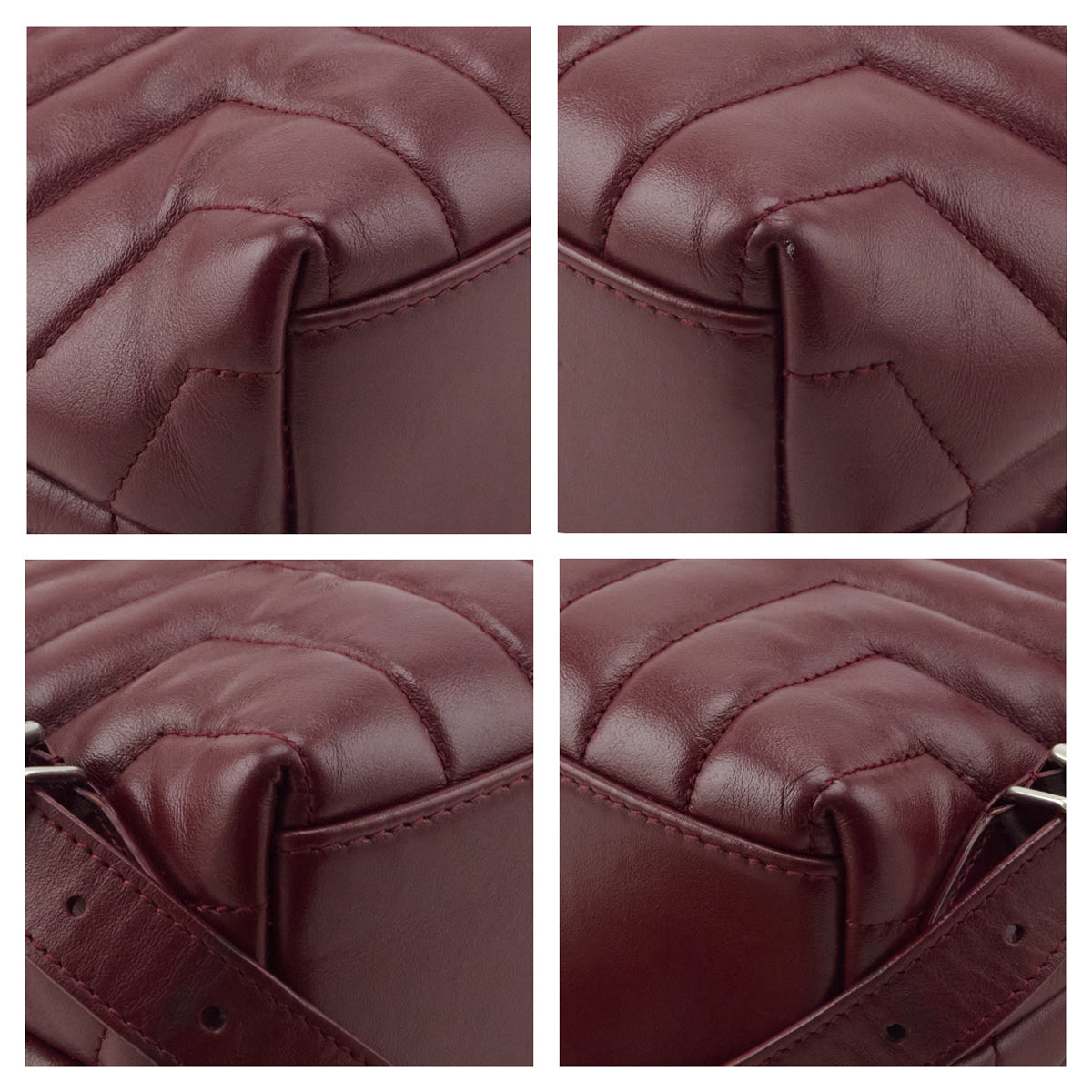 Saint Laurent Burgundy Calfskin Quilted Small Loulou Backpack