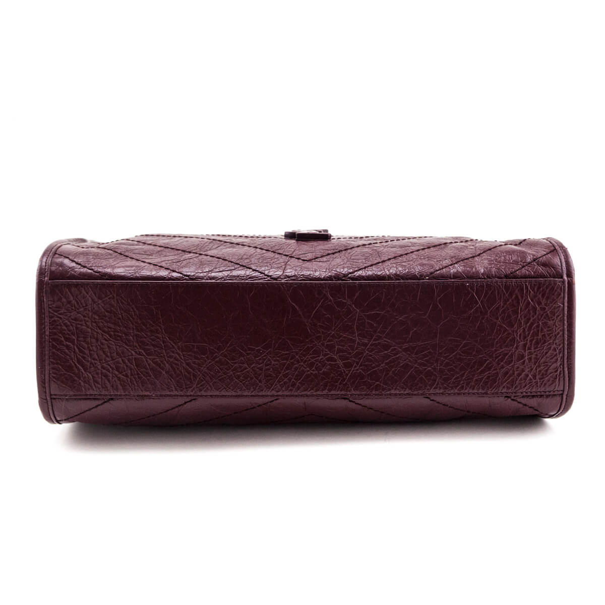 Saint Laurent Burgundy Crinkled Calfskin Matelasse Monogram Medium Niki Shopper Tote