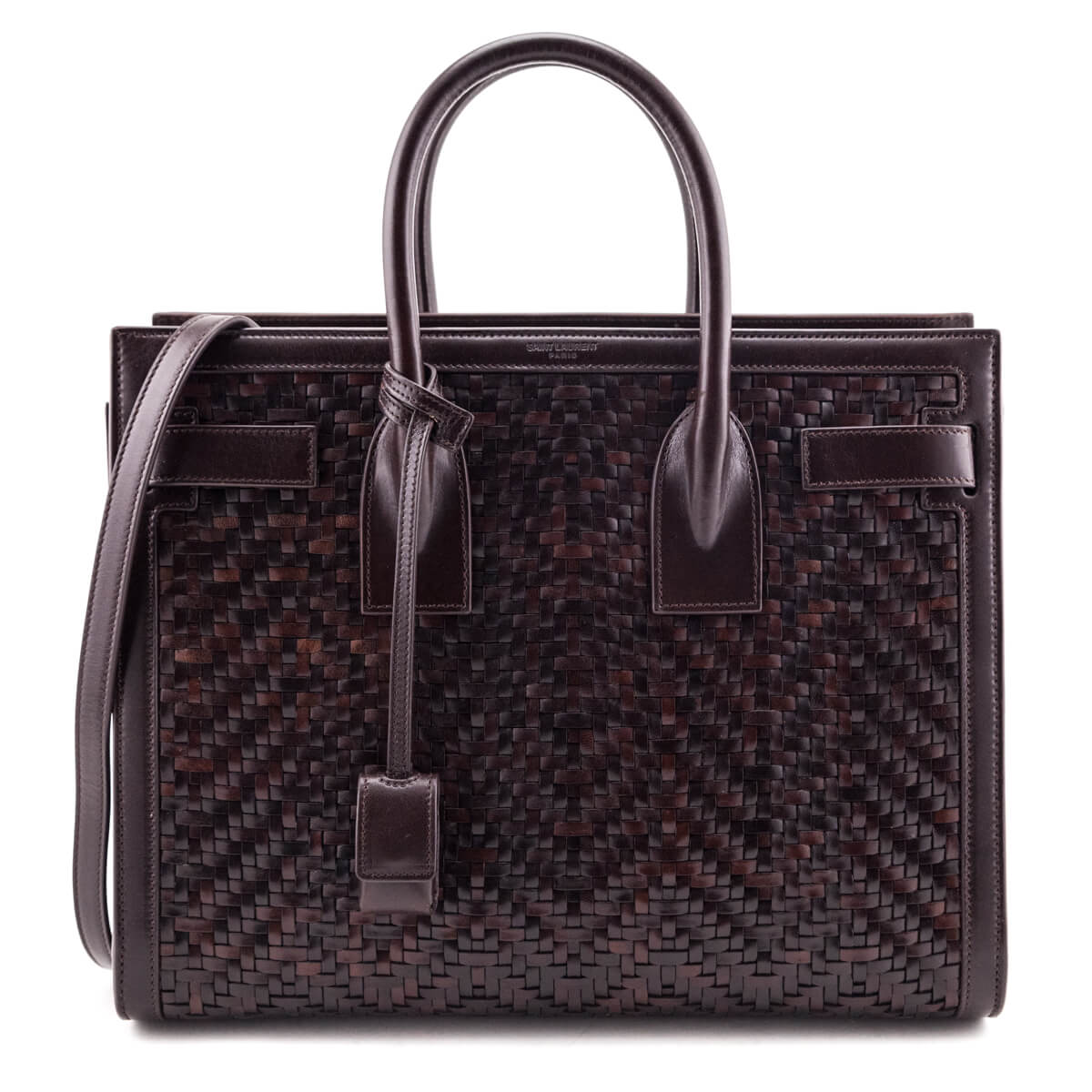 Saint Laurent Burnt Brown Calfskin Paglia Palm Sac De Jour Tote - Love that Bag etc - Preowned Authentic Designer Handbags & Preloved Fashions