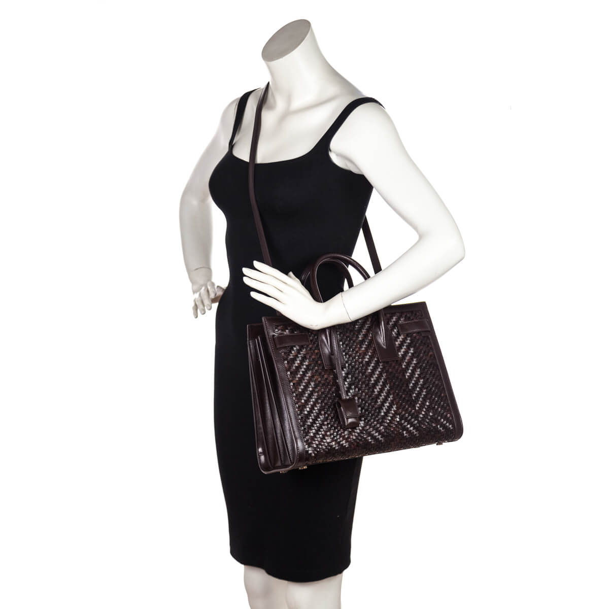 Saint Laurent Burnt Brown Calfskin Paglia Palm Sac De Jour Tote - Love that Bag etc - Preowned Authentic Designer Handbags & Preloved Fashions