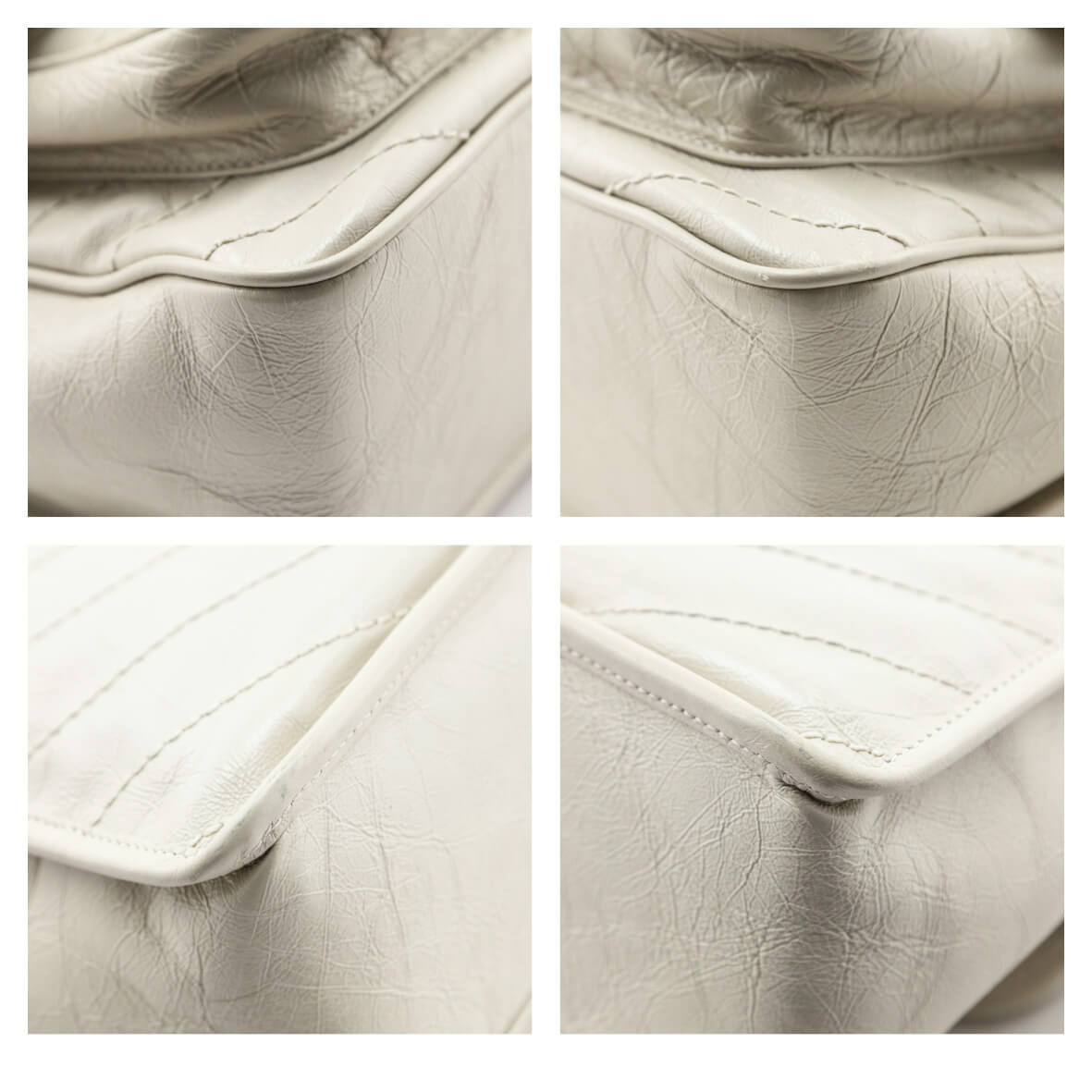 Saint Laurent Crema Soft Crinkled Calfskin Matelasse Monogram Medium Niki Satchel - Love that Bag etc - Preowned Authentic Designer Handbags & Preloved Fashions