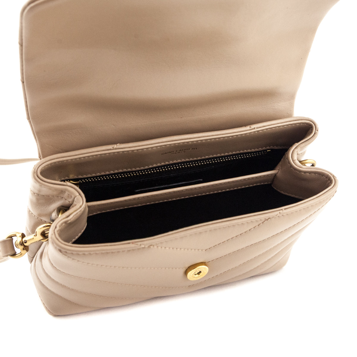 Saint Laurent Dark Beige Calfskin Y Quilted Monogram Toy Loulou Crossbody Bag - Love that Bag etc - Preowned Authentic Designer Handbags & Preloved Fashions