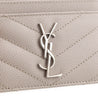 Saint Laurent Light Taupe Grain De Poudre Matelasse Chevron Cassandre Card Case - Love that Bag etc - Preowned Authentic Designer Handbags & Preloved Fashions