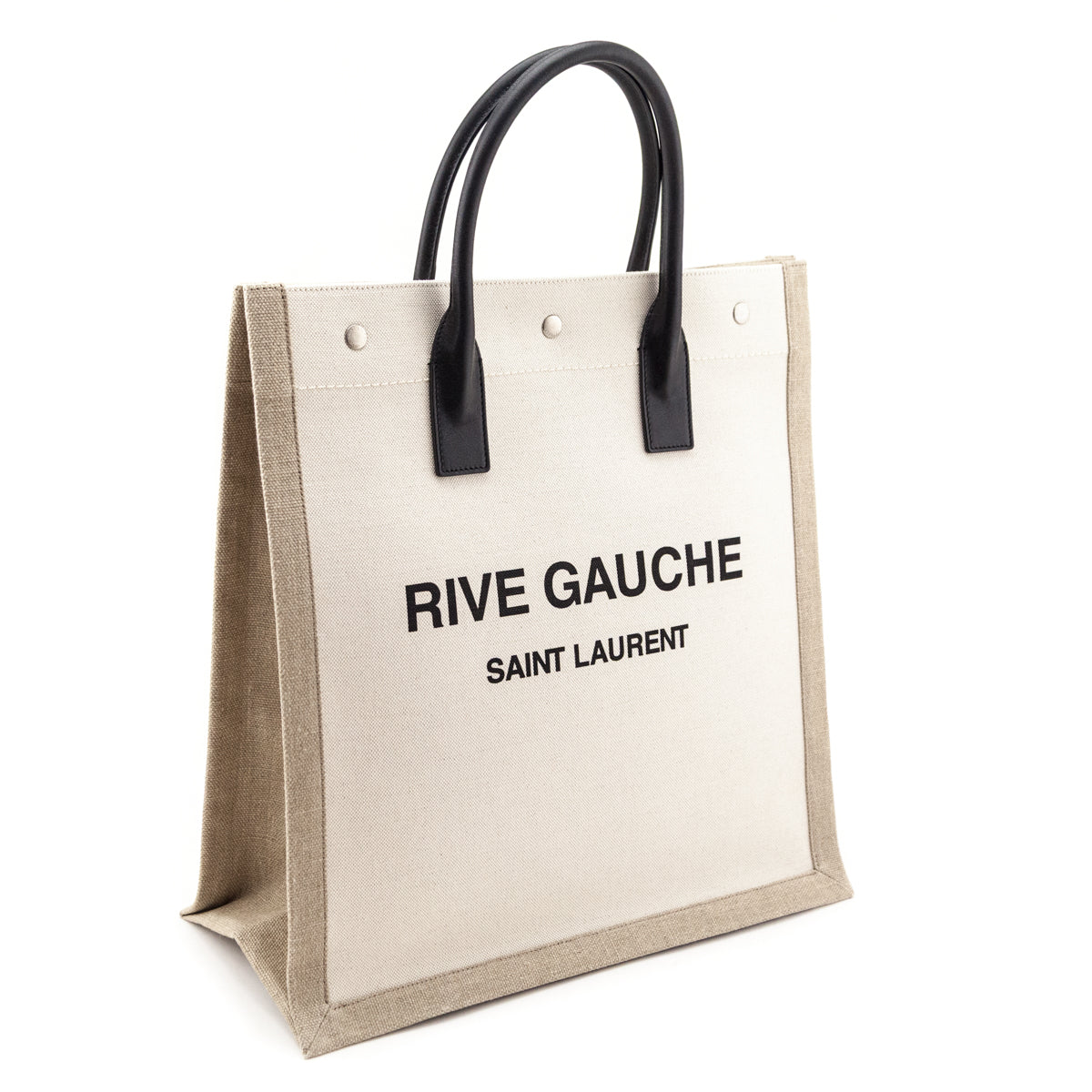 Saint Laurent Natural Linen Calfskin Rive Gauche North South Tote