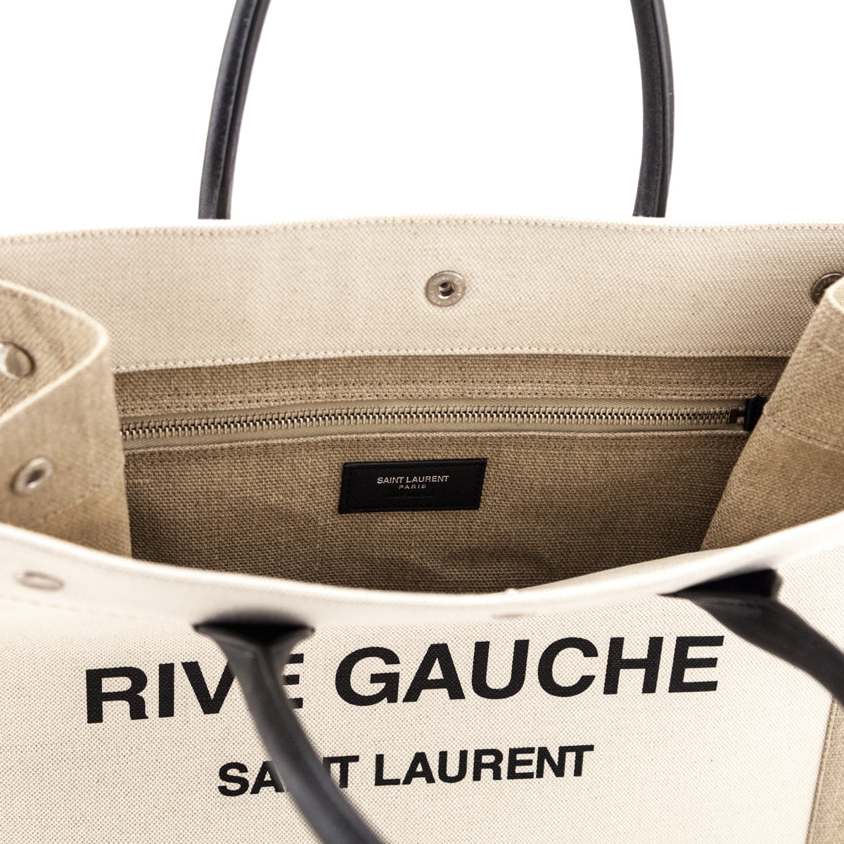 Saint Laurent Natural Linen Calfskin Rive Gauche North South Tote