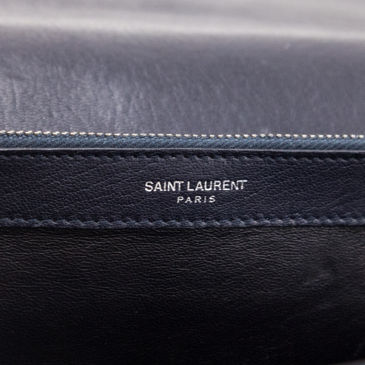 Saint Laurent Navy Chevron Matelasse Sheepskin Large College Bag - Love that Bag etc - Preowned Authentic Designer Handbags & Preloved Fashions