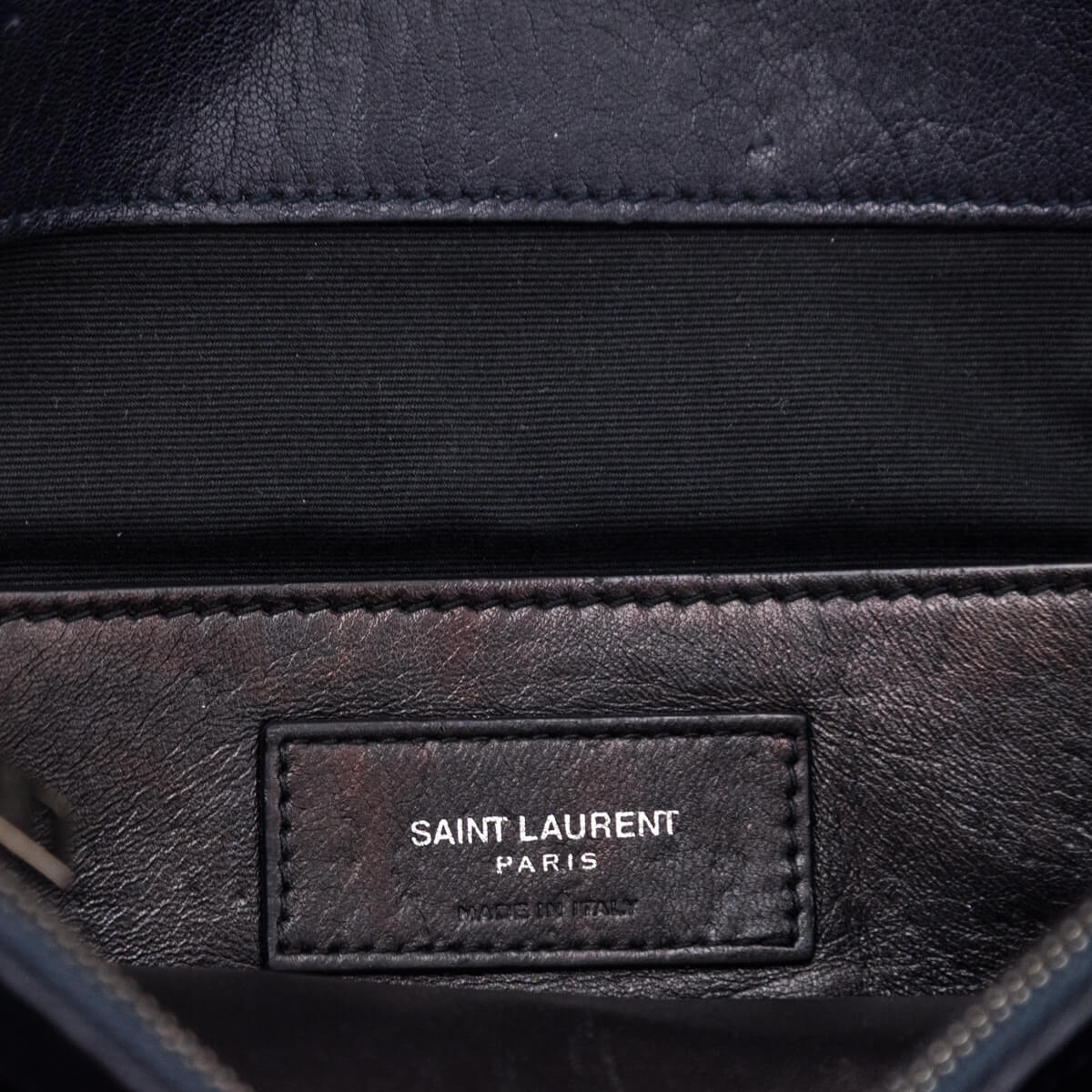 Saint Laurent Navy Chevron Matelasse Sheepskin Large College Bag - Love that Bag etc - Preowned Authentic Designer Handbags & Preloved Fashions