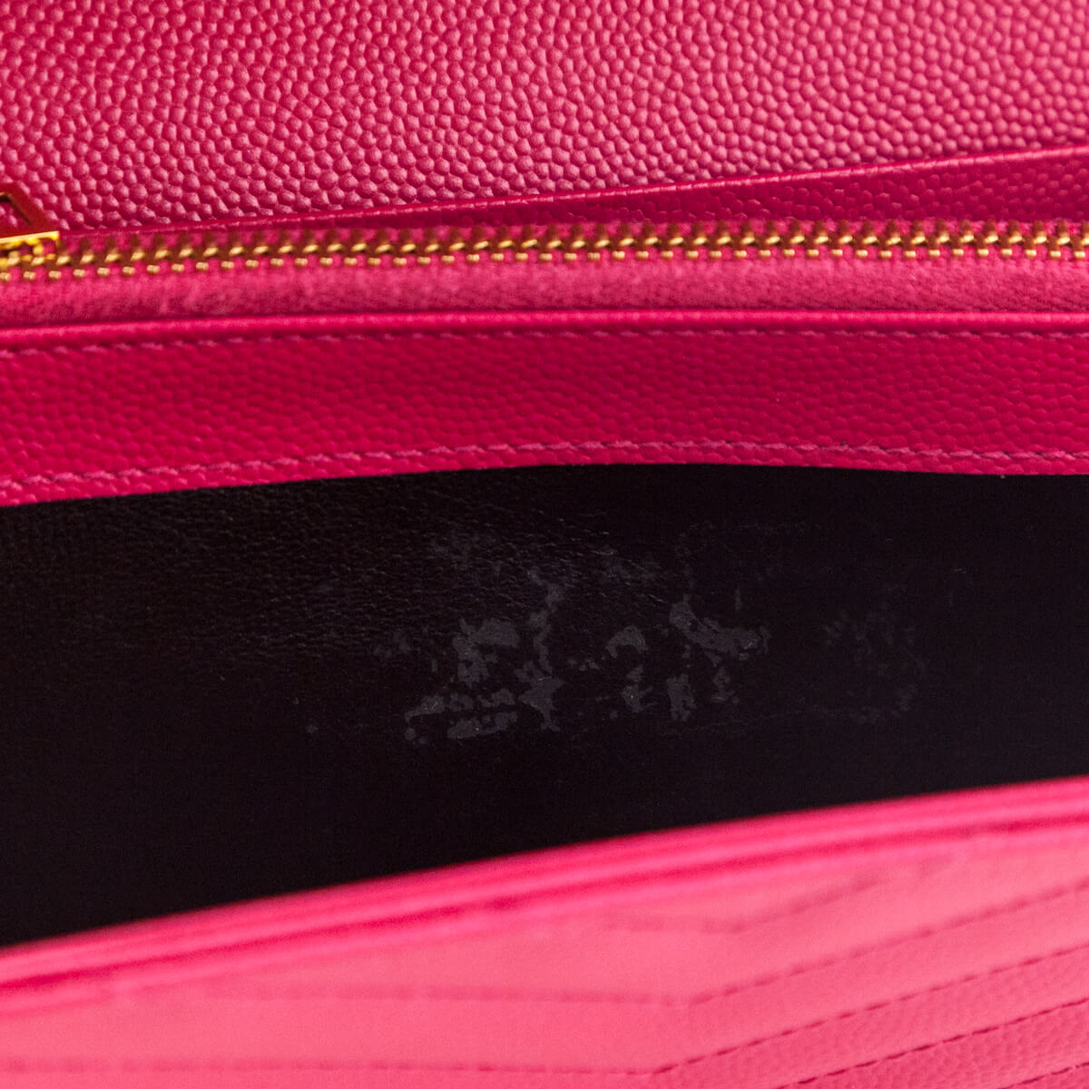 Saint Laurent Pink Grain De Poudre Matelasse Chevron Monogram Flap Wallet