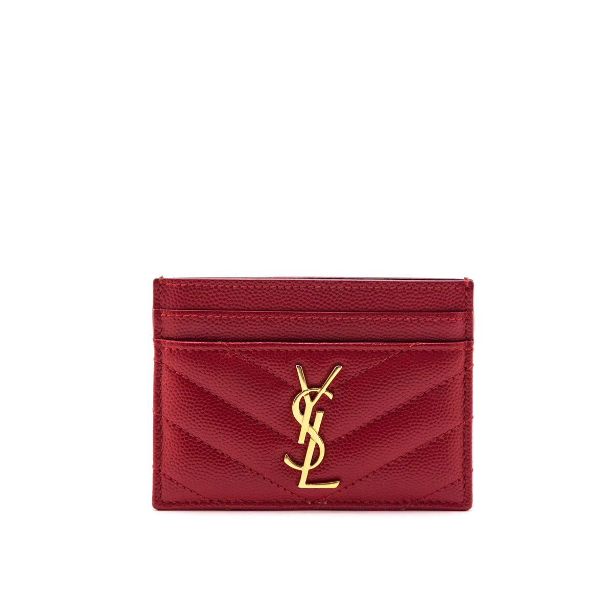 Saint Laurent Red Grain de Poudre Card Holder - Love that Bag etc - Preowned Authentic Designer Handbags & Preloved Fashions