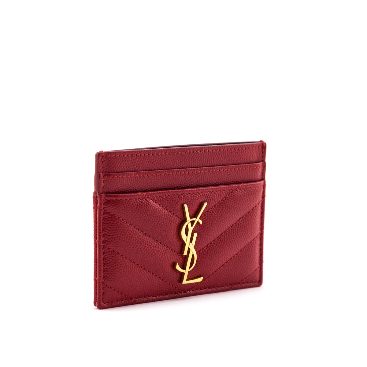 Saint Laurent Red Grain de Poudre Card Holder - Love that Bag etc - Preowned Authentic Designer Handbags & Preloved Fashions