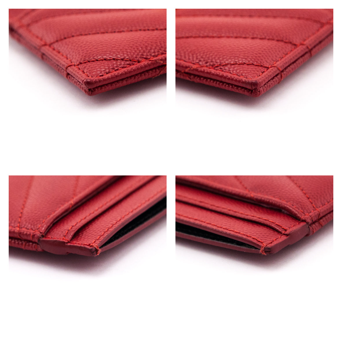 Saint Laurent Red Grain de Poudre Card Holder - Love that Bag etc - Preowned Authentic Designer Handbags & Preloved Fashions