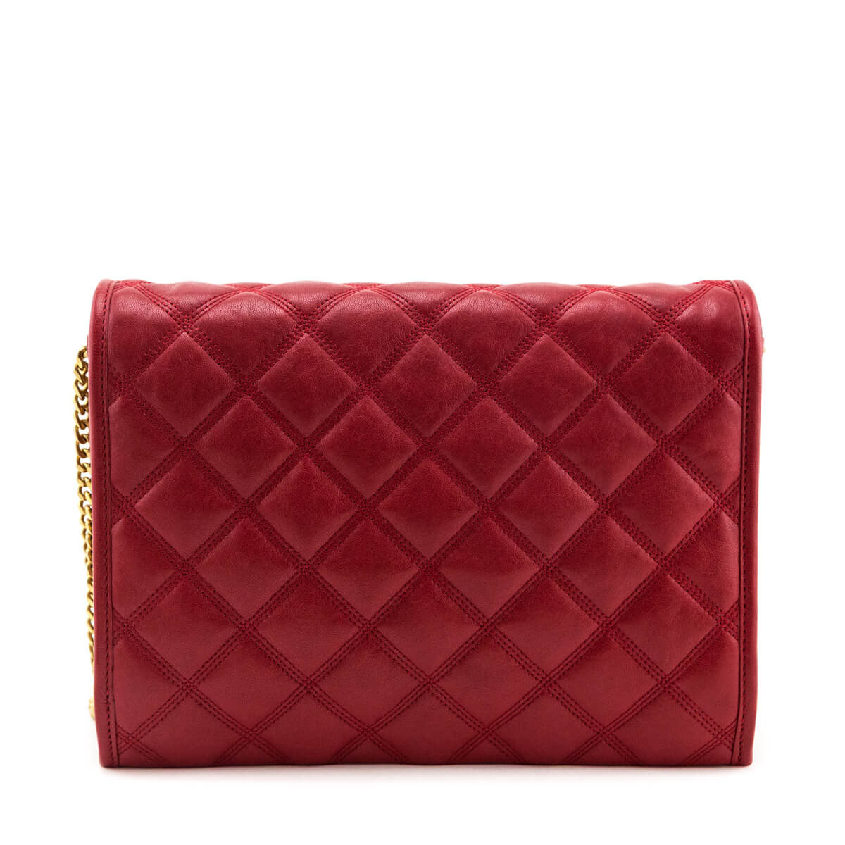 Saint Laurent Red Lambskin Quilted Small Becky Shoulder Bag