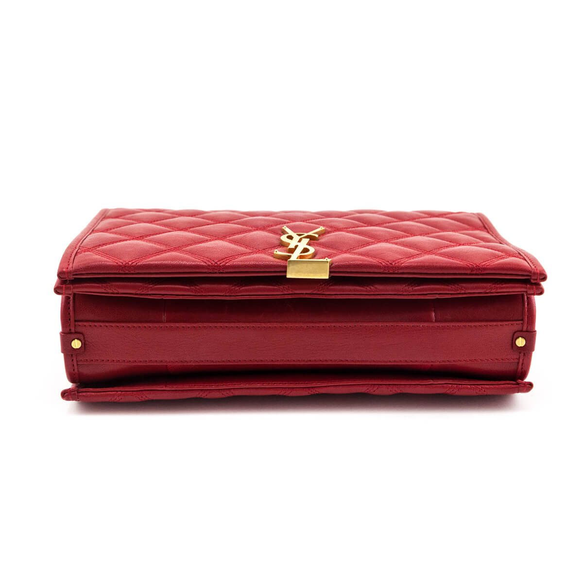 Saint Laurent Red Lambskin Quilted Small Becky Shoulder Bag