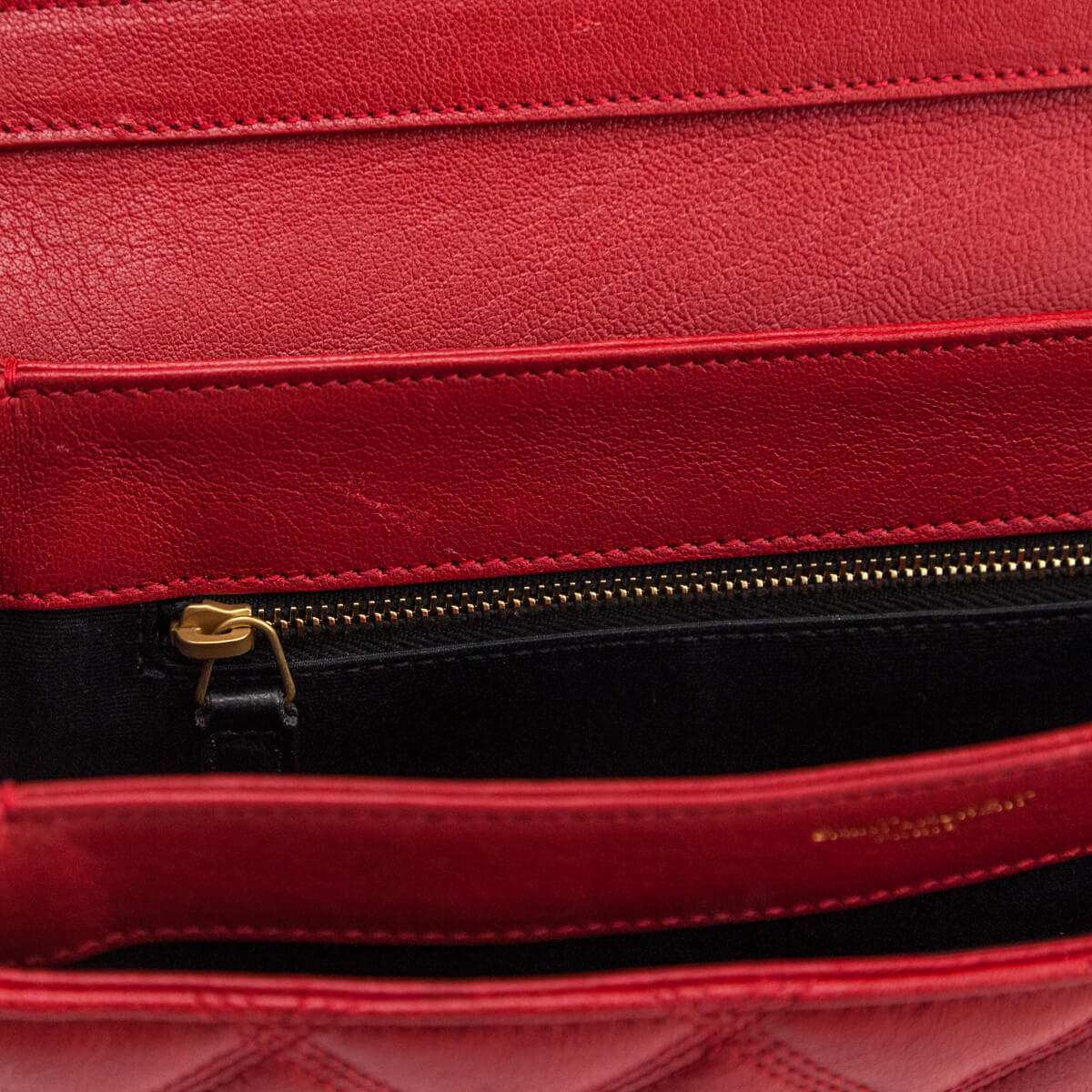 Saint Laurent Red Lambskin Quilted Small Becky Shoulder Bag