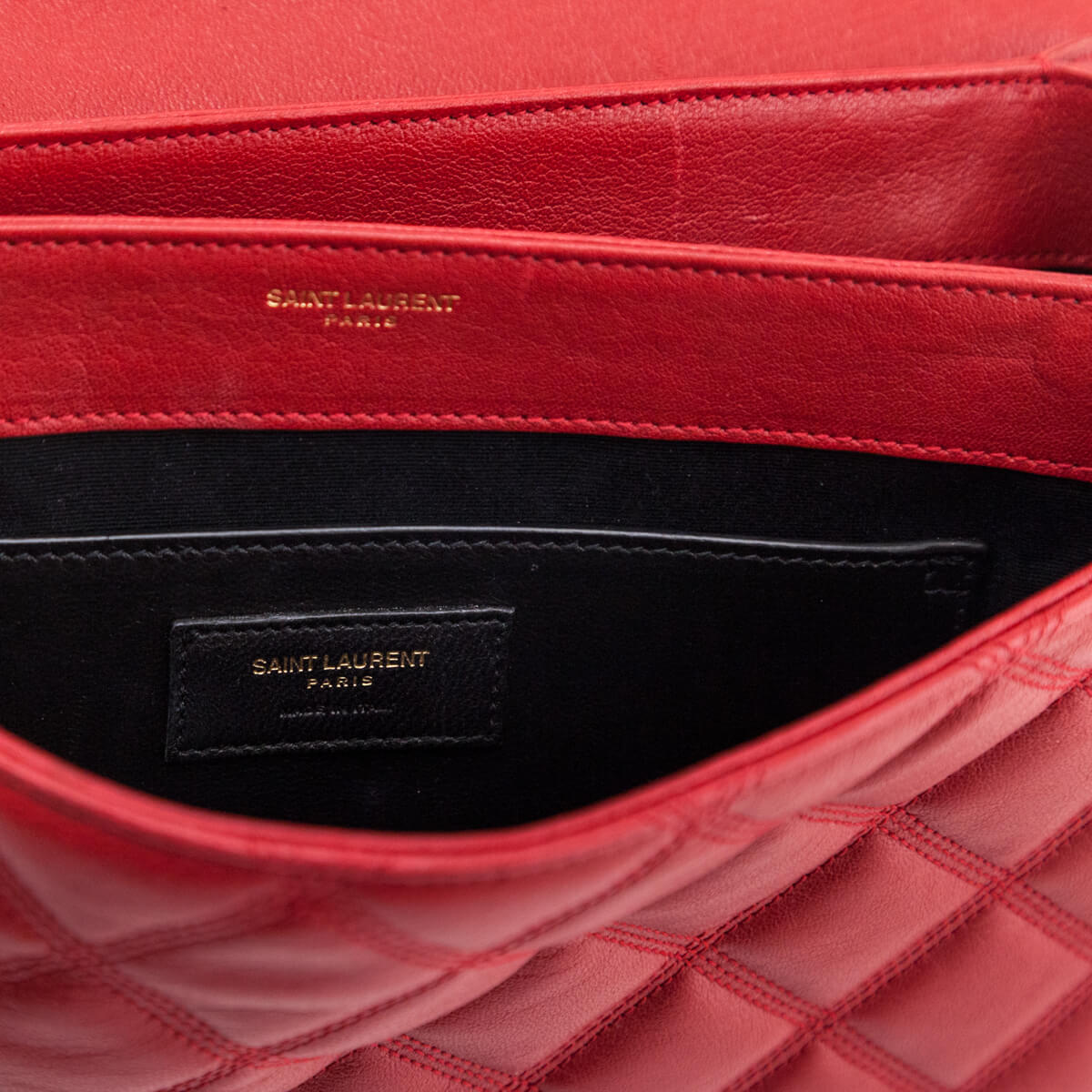 Saint Laurent Red Lambskin Quilted Small Becky Shoulder Bag