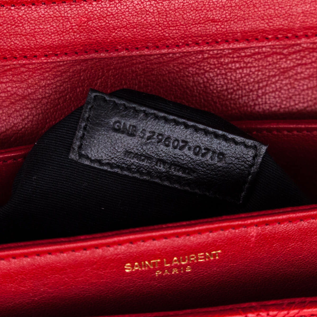 Saint Laurent Red Lambskin Quilted Small Becky Shoulder Bag