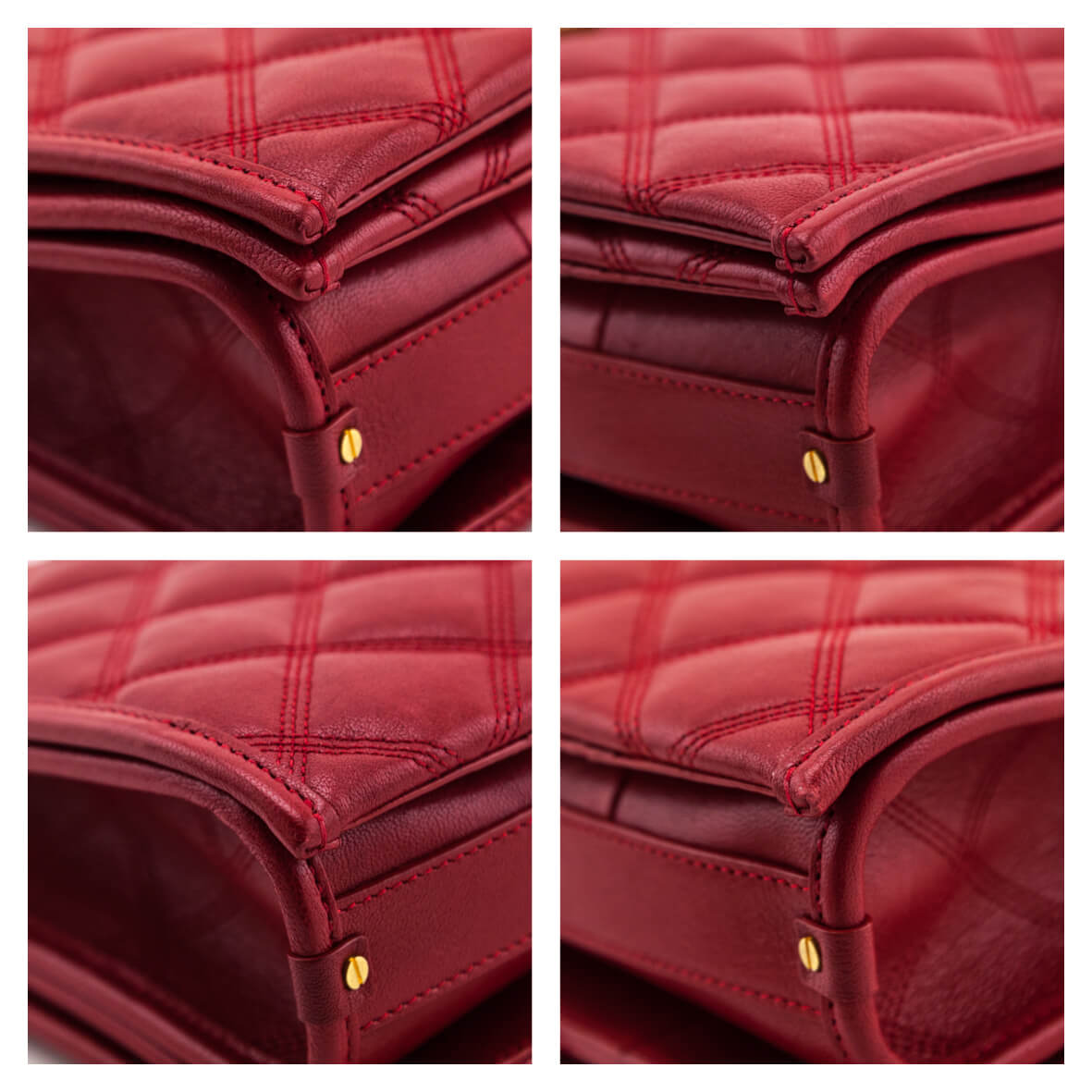 Saint Laurent Red Lambskin Quilted Small Becky Shoulder Bag