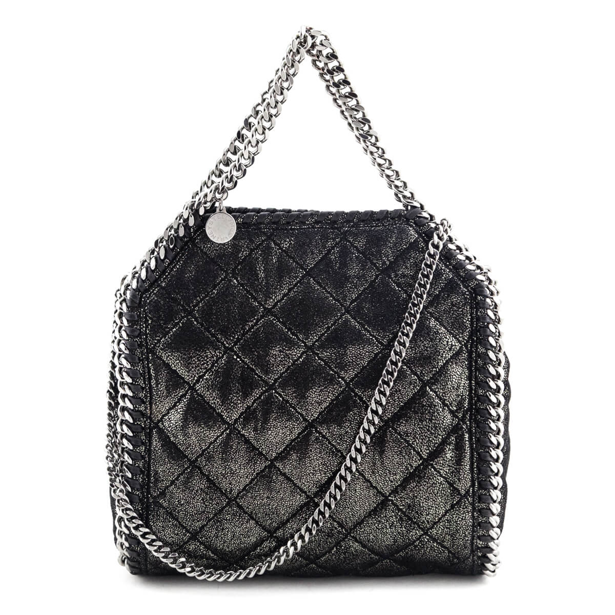 Stella McCartney Black Metallic Quilted Shaggy Deer Mini Falabella Bag - Love that Bag etc - Preowned Authentic Designer Handbags & Preloved Fashions