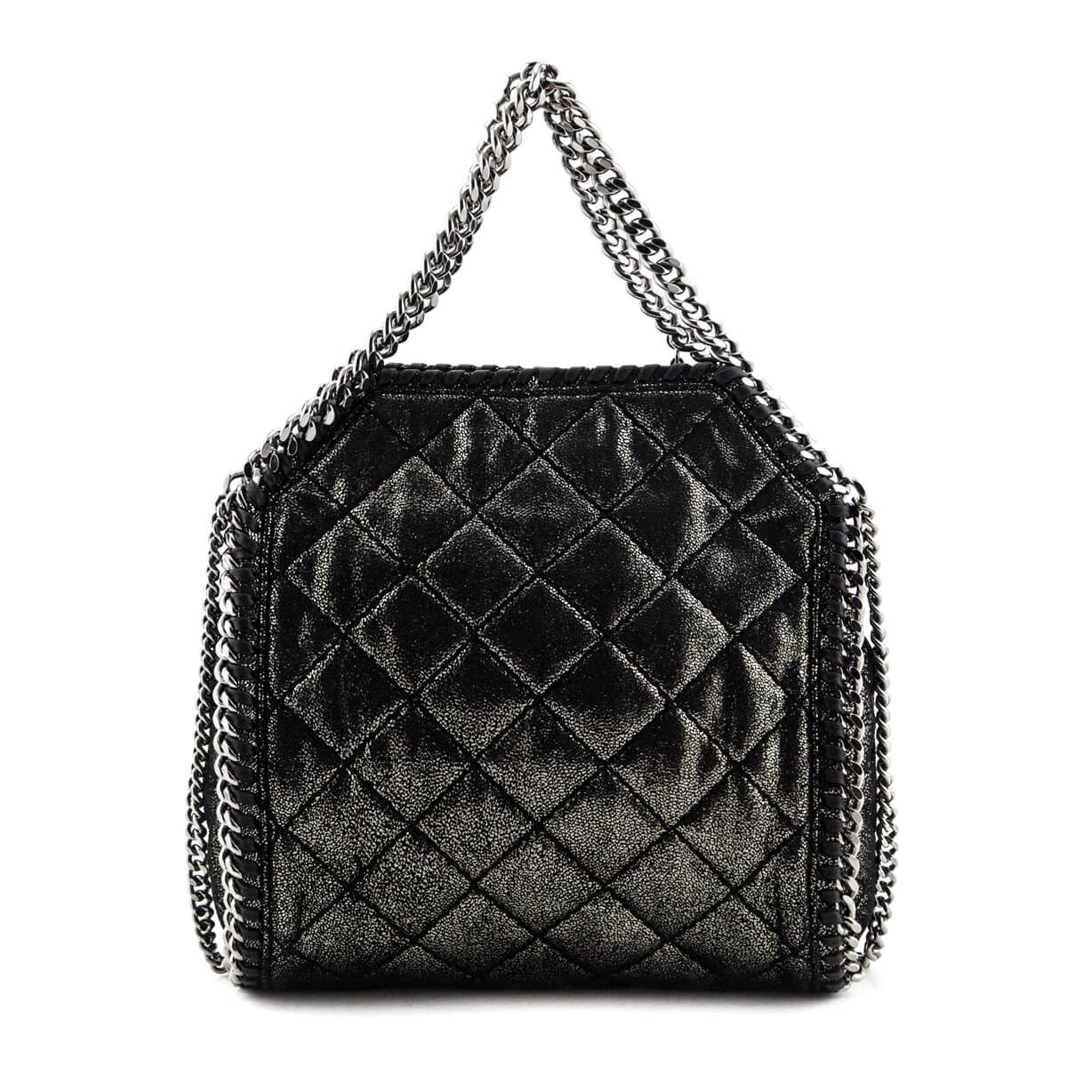 Stella McCartney Black Metallic Quilted Shaggy Deer Mini Falabella Bag - Love that Bag etc - Preowned Authentic Designer Handbags & Preloved Fashions