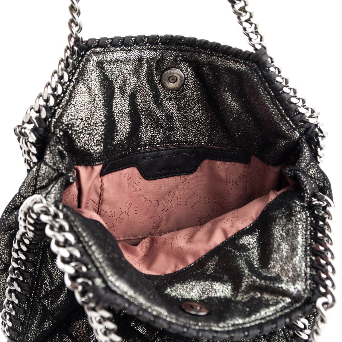 Stella McCartney Black Metallic Quilted Shaggy Deer Mini Falabella Bag - Love that Bag etc - Preowned Authentic Designer Handbags & Preloved Fashions