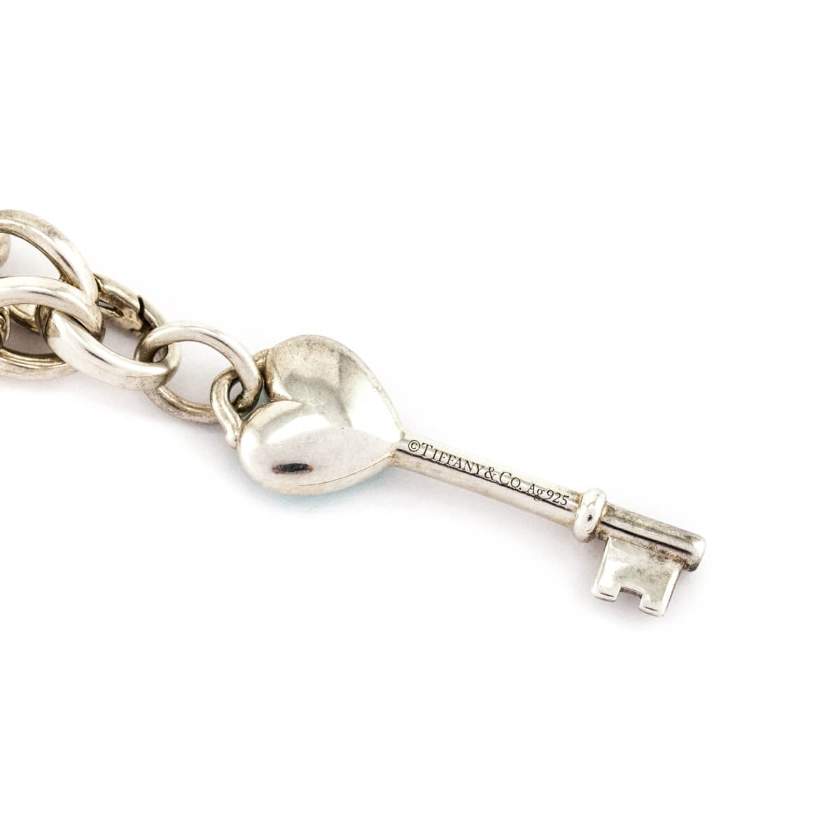 Tiffany & Co. Sterling Silver Chain & Blue Enamel Heart Key Bracelet Size M - Love that Bag etc - Preowned Authentic Designer Handbags & Preloved Fashions