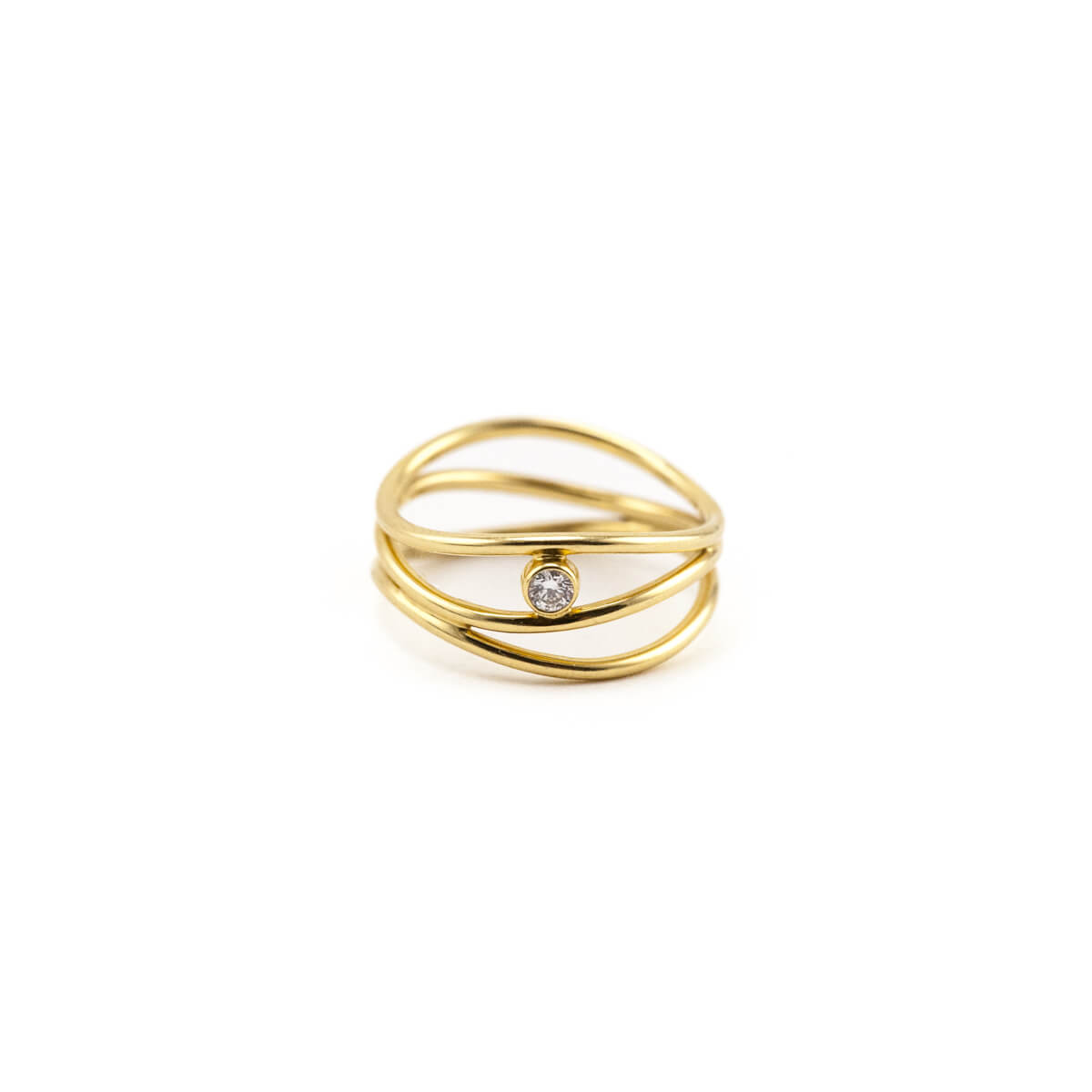 Tiffany & Co. 18K Gold Peretti Wave Three-row Diamond Ring