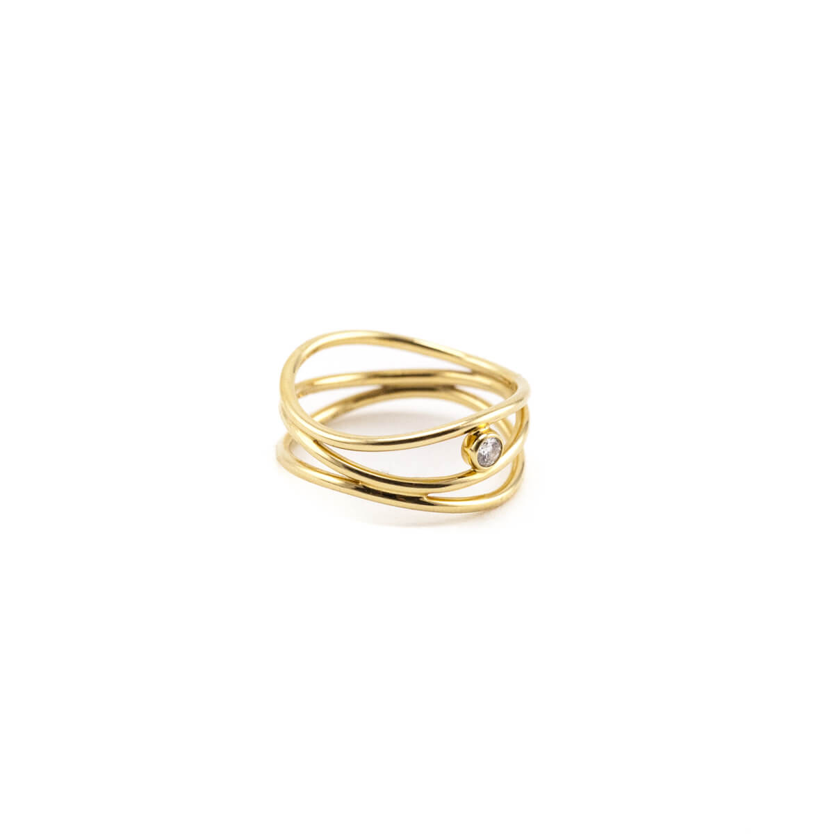 Tiffany & Co. 18K Gold Peretti Wave Three-row Diamond Ring
