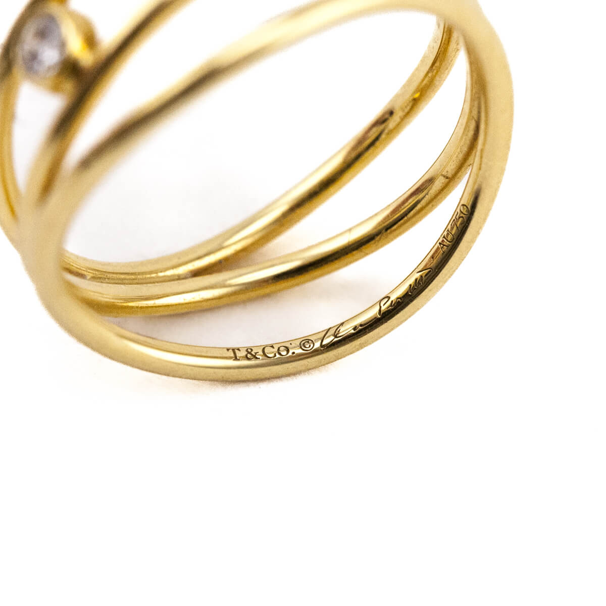 Tiffany & Co. 18K Gold Peretti Wave Three-row Diamond Ring
