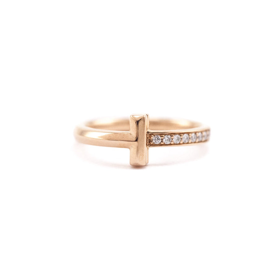 Tiffany & Co. 18K Rose Gold With Diamonds T1 Ring - Love that Bag etc - Preowned Authentic Designer Handbags & Preloved Fashions