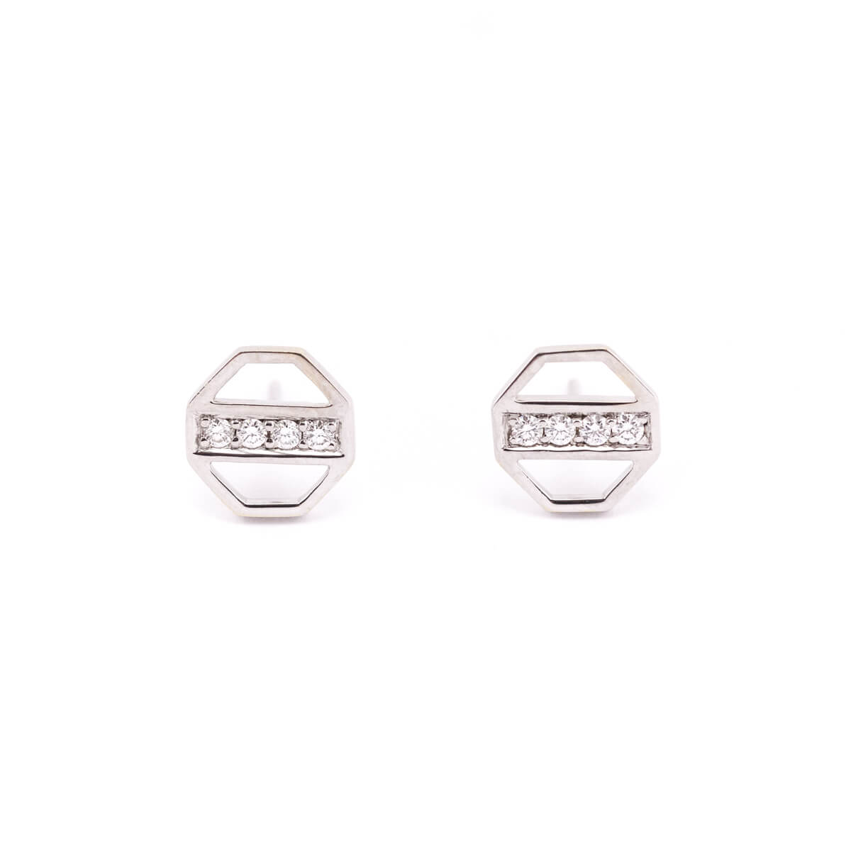 Tiffany & Co. 18K White Gold Diamond Zellige Octagon Earrings - Love that Bag etc - Preowned Authentic Designer Handbags & Preloved Fashions