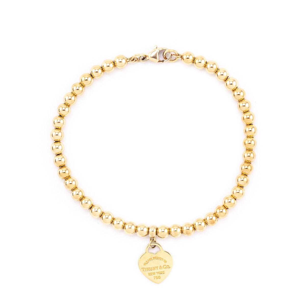 Tiffany & Co. 18K Yellow Gold Heart Tag Bead Bracelet - Love that Bag etc - Preowned Authentic Designer Handbags & Preloved Fashions
