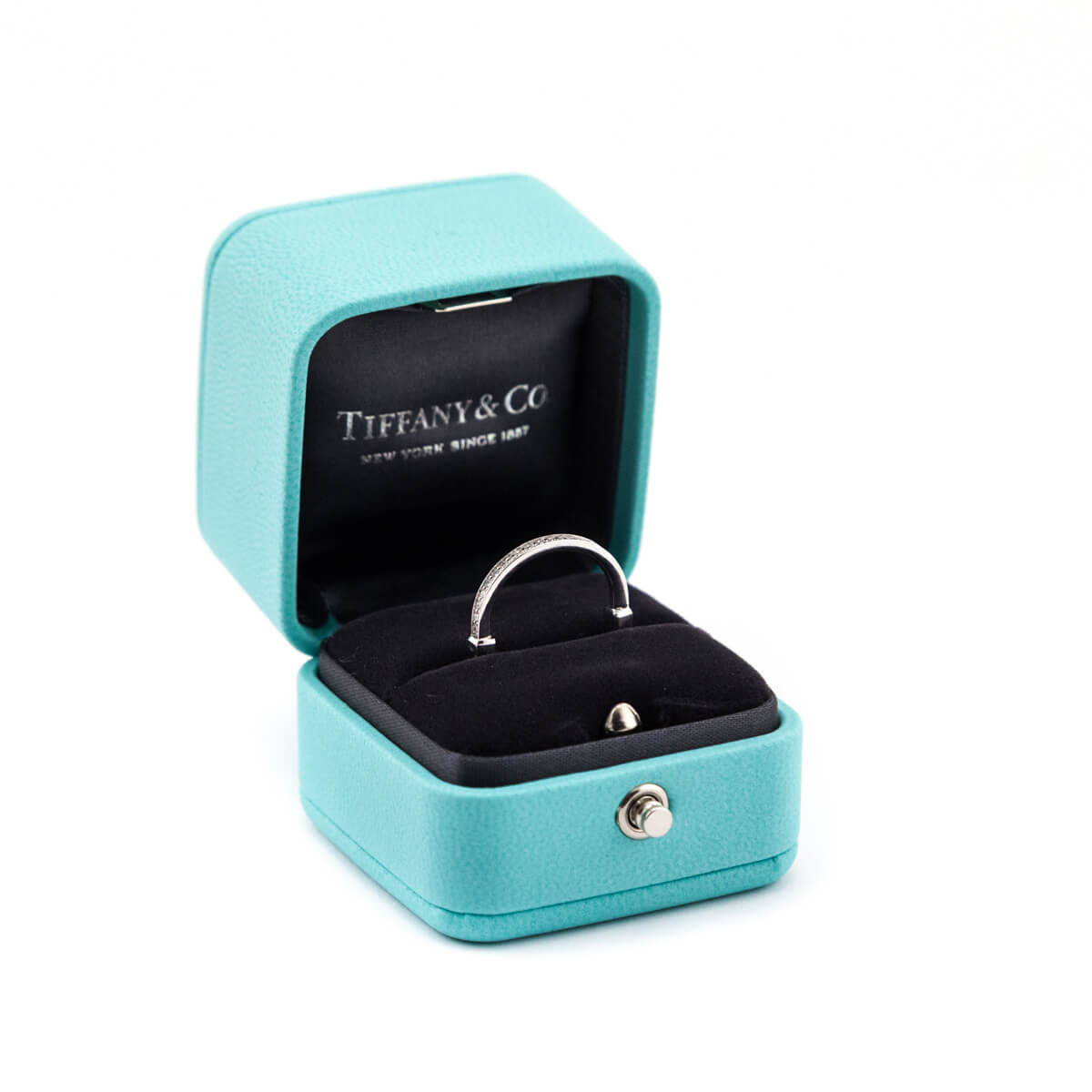 Tiffany & Co. 18 K White Gold & Diamond Lock Ring Size 7 - Love that Bag etc - Preowned Authentic Designer Handbags & Preloved Fashions