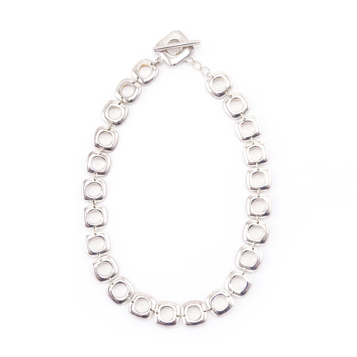 Tiffany & Co. Elsa Paretti Sterling Silver Square Cushion Link Toggle Necklace