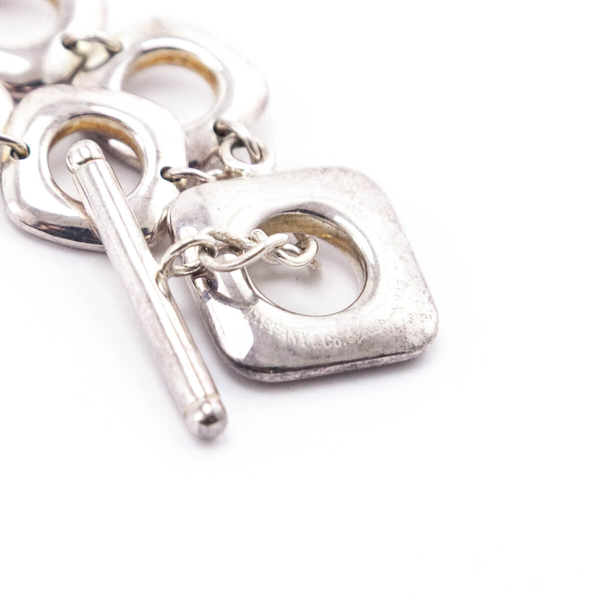 Tiffany & Co. Elsa Paretti Sterling Silver Square Cushion Link Toggle Necklace