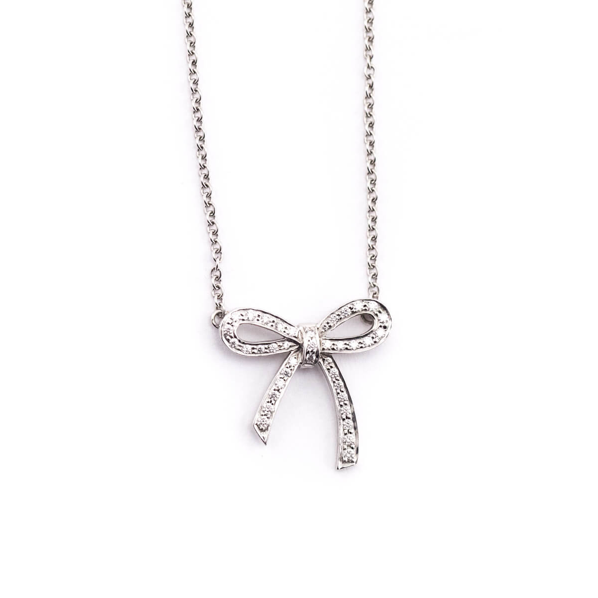 Tiffany & Co. Platinum Diamond Bow Pendant Necklace - Love that Bag etc - Preowned Authentic Designer Handbags & Preloved Fashions