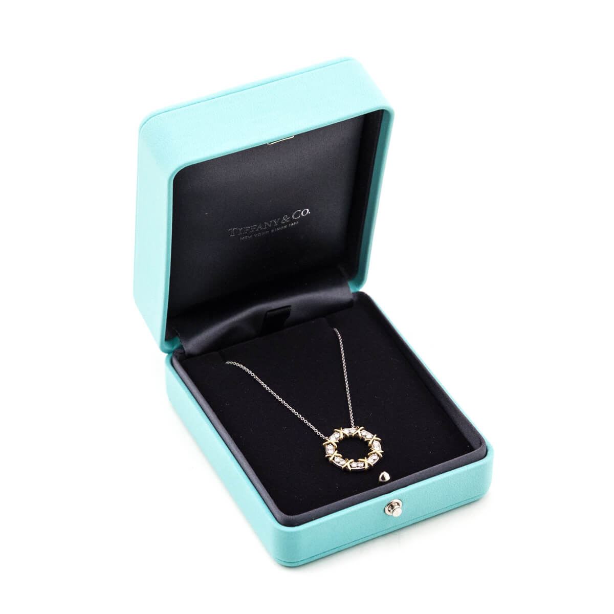 Tiffany & Co. Platinum & 18K Gold Diamond Schlumberger Sixteen Stone Circle Pendant Necklace - Love that Bag etc - Preowned Authentic Designer Handbags & Preloved Fashions
