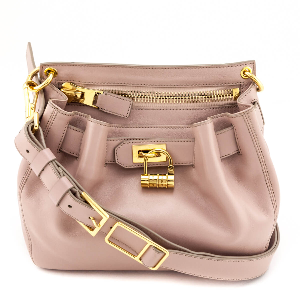 Tom Ford Nude Calfskin Small Lock Front Crossbody - Love that Bag etc - Preowned Authentic Designer Handbags & Preloved Fashions