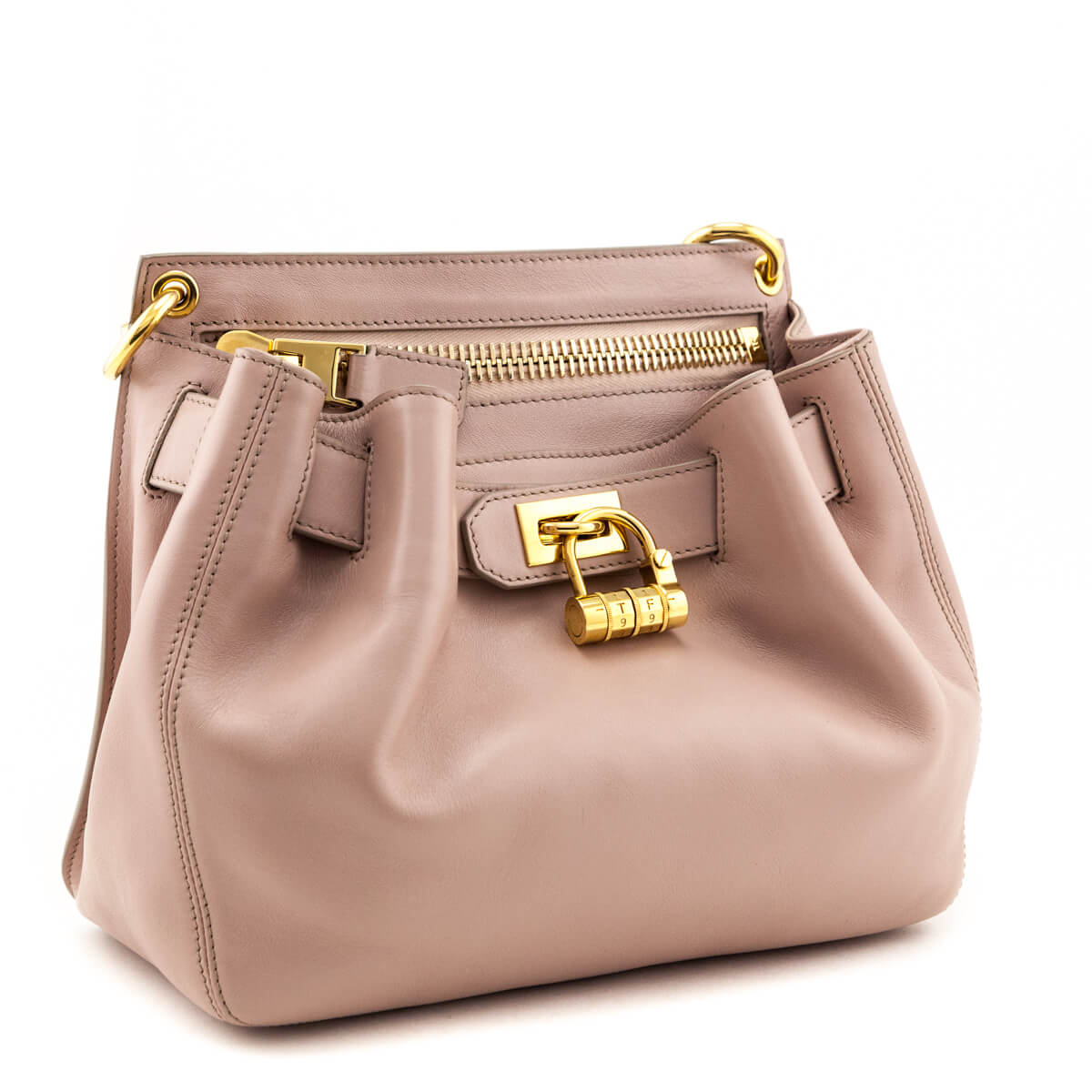 Tom Ford Nude Calfskin Small Lock Front Crossbody - Love that Bag etc - Preowned Authentic Designer Handbags & Preloved Fashions